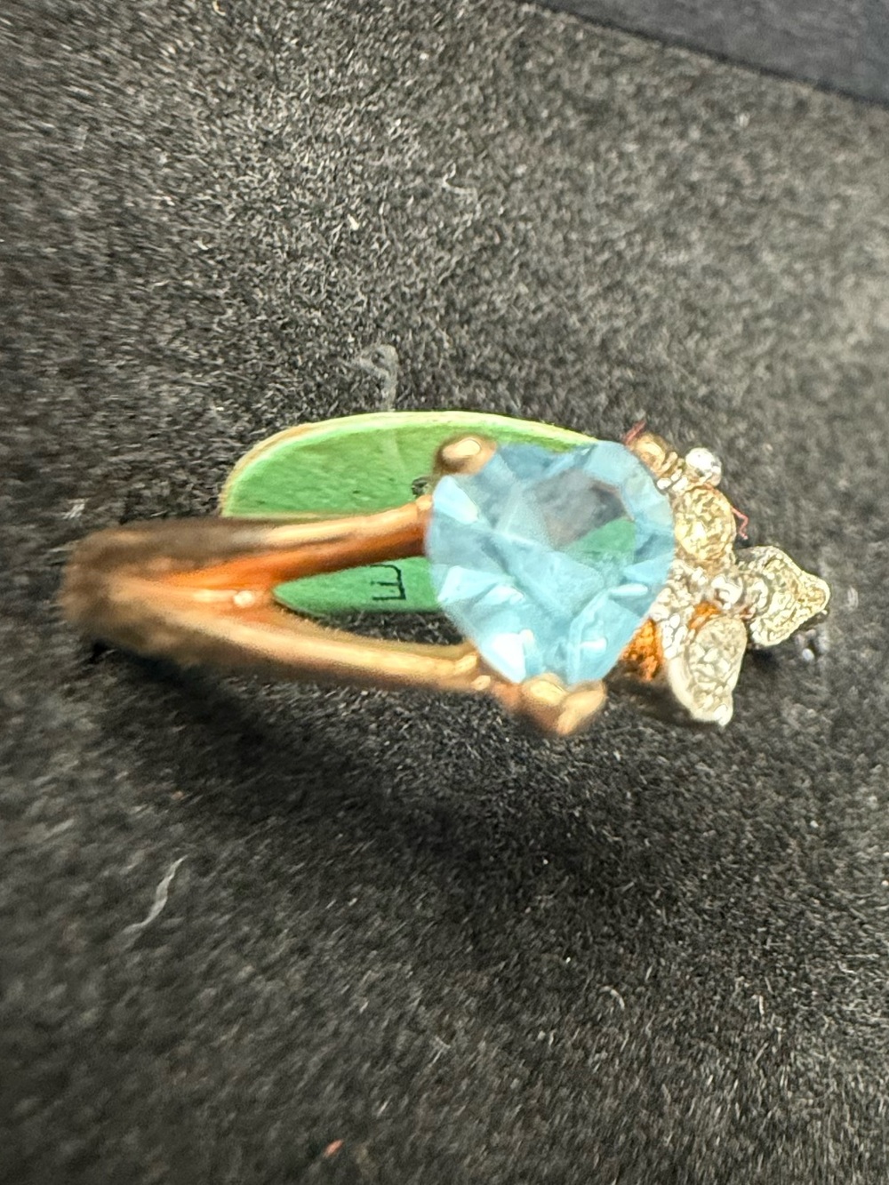 VTG Arthur M Anderson Blue & Green Heart Accent Ring - 18K Heavy Gold Plated